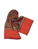 Forzieri Wine Red & Brown Paisley Print Reversible Wool-Silk Men's Scarf