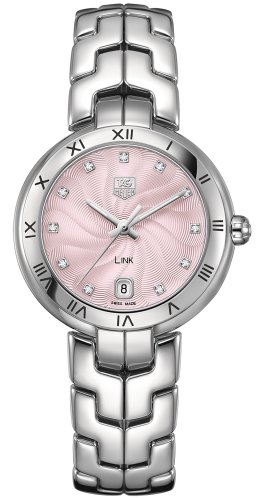 Tag Heuer Link Diamond Pink Guilloche Dial Steel Ladies Watch WAT1313.BA0956