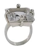 Squared Crystal Ring with Thin Band From the Crystal Collection Designed By Mauricio Serrano For Basic Jewelry