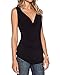 Sarin Mathews Women's V Neck Ruched Short Sleeve Sexy Blouse Stretch Tank Tops Black 3XL