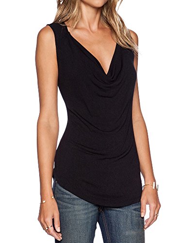 Sarin Mathews Women's V Neck Ruched Short Sleeve Sexy Blouse Stretch Tank Tops Black 3XL