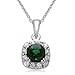 Sterling Silver Cushion-Cut Created Emerald title=