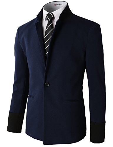 H2h men s solid two-button center-vent sportcoat navy u…