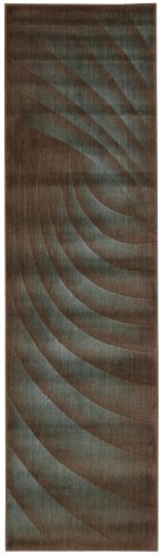 Nourison Zanibar Solid Wave Brown/Teal 2.3-Feet by 8-Feet Polyacrylic Runner Rug
