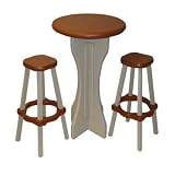 Leisure Accents Pub Set, 30-Inch Round with 2 Stools, Gray/Beige