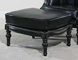 Lawrence Ottoman Black Faux Leather by Ultimate Accents - Black (LAWR-OTT-4 ....