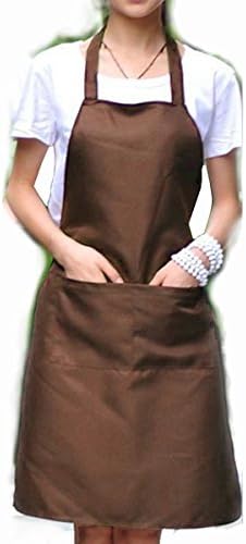 Kitchen Bib Aprons Cotton Polyester Commercial Restaurant,with pockets,Grey