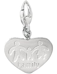 Sterling Silver HEART WITH FAMILY (DAD SON & MOM) Charm