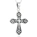 Bali Style Ornate Cross Pendant Necklace Sterling Silver