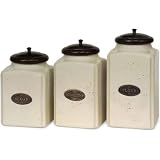 Ceramic Ivory Canisters - Set Of 3