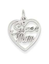 14k White Gold Super Mom Charm