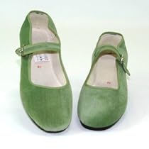 Samt-Ballerina CHINA FLAT olivegreen