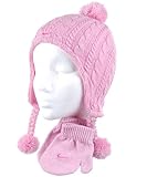 Nike "Cable Knit" Beanie & Gloves Set (Size 2/4) - pink, 2t - 4t