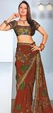 Indian Traditional Deep Green Faux Georgette Belly Dance Womens Dress Saree Sari with Unstitched Blouse