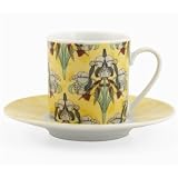 Flower & Bird Garden Espresso Cup & Saucer Demitasse set, Service for 6