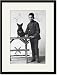 Black Framed/Matted Print 17x23, Boy with French Bulldog