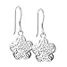 Sterling Silver 925 Cut Out Flower Dangle Earrings title=