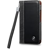 iPhone 6 case, AceAbove iPhone 6 4.7" Wallet Case [Black] - Genuine Leather Wallet Cover with [Card Slots] and [Strap] for Apple iPhone 6 4.7 Inch Late 2014 Model (Black)