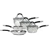 Ready Steady Cook Bistro 5 Piece Stainless Steel Cookware Set, 14cm, 16cm, 18cm, 20cm and 24cm, Silver and Black
