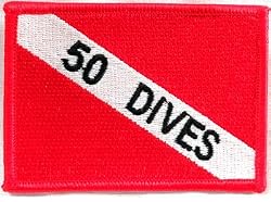 50 Dives Patch Embroidered Iron On Scuba Diving Diver Down Flag Emblem Souvenir