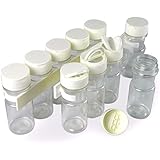 SpiceStor 4" Spice Bottle Set with Organizer (10-Pack), Clear Bottle with White Cap