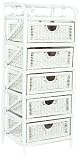 Hansen Rattan 2539/5LW Rattan Drawer Shelving Unit with 5 Drawers 115 x 45 x 35 cm White