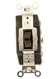 Leviton 1282 15 Amp, 120/277 Volt, Toggle Double Throw, Center Off, Maintained Contact Double Pole, AC Quiet Switch, Industrial Grade, Grounding, Brown