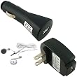 Cowon S9 3 Item Bundle Power Combo (4GB, 8GB, 16GB) USB Car Charger Black, USB Wall / Travel / AC Adapter Charger Black, and Cloud White Earphones