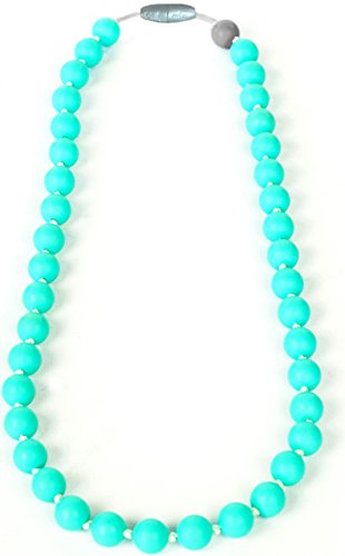 Itzy Ritzy Teething Happens Silicone Jewelry Baby Teething Necklace Bead, Turquoise