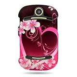 WIRELESS CENTRAL Brand Hard Snap-on Shield With HEART LOVE PINK FLOWER Design Faceplate Cover Sleeve Case for PANTECH P6010 PURSUIT 2 II ATT with PRY Removal Tool Case WCF85