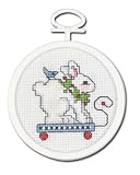 Rabbit Pull Toy Mini Counted Cross Stitch Kit - 2-1/2 Round 18 Count