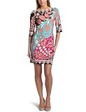Donna Morgan Women's 3/4 Sleeve Printed Matte Jersey Dress W/Border Detail