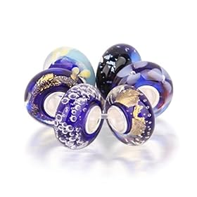 Bling Jewelry Assorted Royal Purple Murano Glass Bead Bundle .925 Sterling Silver Pandora Compatible