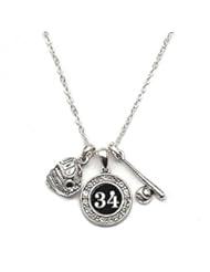 Sports: Custom Player ID Softball Necklace (#34, One Size) - FTH Wholesale