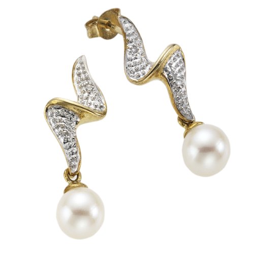 Diamonds by Ellen K. - Damenohrh&auml;nger aus zweifarbigem 333/- Gelbgold besetzt mit 1 wei&szlig;en Preisvergleich