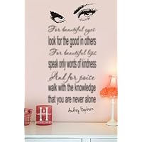 Large Audrey Hepburn's Eyes Vinyl Wall Decal Girl's Bedroom /Living room Art Decor Birthday Gift Hotel Ornament - 45' Black