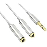 Atalanta&reg; 3.5mm Audio Stereo Y Splitter Cable 3.5mm Male to 2 Port 3.5mm Female for Earphone and Headset Splitter Adapter, Compatible with iPhone, Samsung, LG Smartphones, Tablets, MP3 Players
