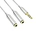 Atalanta 3.5mm Audio Stereo Y Splitter Cable 3.5mm Male to 2 Port 3.5mm Female for Earphone and Headset Splitter Adapter, Compatible with iPhone, Samsung, LG Smartphones, Tablets, MP3 Players