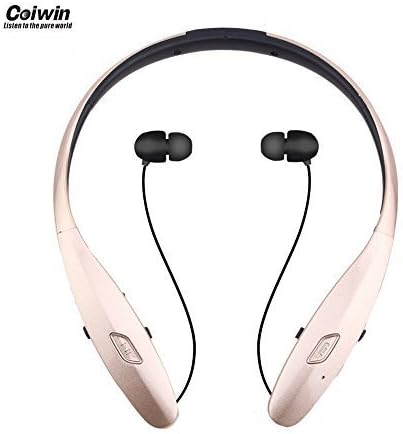 Bluetooth Headset, Coiwin HBS-960S Wireless Bluetooth Headsets Hand-free Headphones/Earbuds, Neckband Noise Canceling for Iphone/Ipad/Sony and Other Bluetooth Device (HBS-960s-Gold)