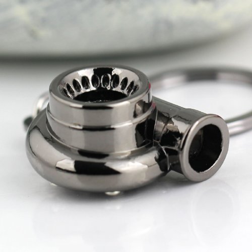 HAMIST Spinning Turbo Keychain Keyring Turbocharger Turbine Key Chain Drift Racing Black