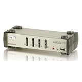 ATEN 4-Port USB 2.0 KVMP Switch with Audio Support and Cables CS1734B (Silver)