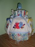 Elmo and Friends Baby Boy 3 Layer Diaper Cake Gift Basket or Shower Centerpiece