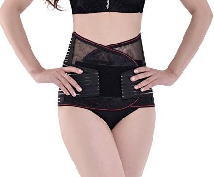 Zhou Hui Adjustable Breathable Velcro Closure Elastic Postpartum Postnatal Recovery Support Girdle Belt,Size XXL, Black