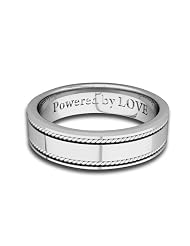 Engraved Mens Wedding Ring Cable Inlay Comfort Fit in Platinum - 5mm, Powered... by My Love Wedding Ring