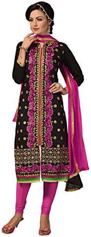 Lookslady Designer Women's dress Black Color Not Stitched Salwar Kameez Suit Set