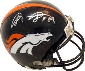 Shannon Sharpe Autographed/Hand Signed Denver Broncos Replica Mini Helmet