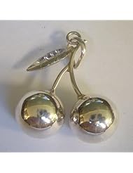 925 Solid St Sterling Silver Harmony Ball Cherry Cherries Fruit Bell Music Musical Chime Pendant Charm 13 MM In Diameter Made In Bali By Master Silver Smiths On A Beautiful 925 St Sterling Silver Heavily Plated Chain