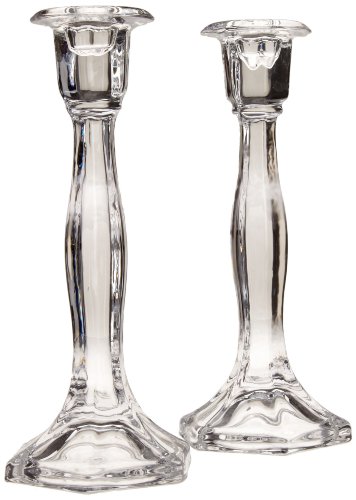 Biedermann & Sons Candle/Taper Holders, Set of 2 Faceted Clear Glass, 9.13-Inch Tall On Sale
