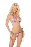 Animal Print Ruffled Halter Top And Matching Thong