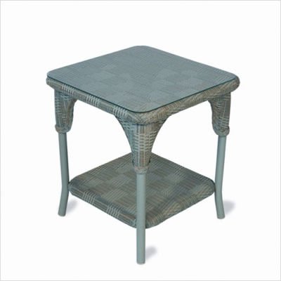 Calypso Square End Table Fabric: Flagship Mist (A05), Finish: Bamboo